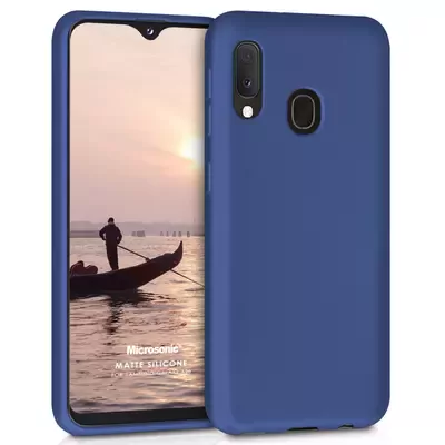 Microsonic Matte Silicone Samsung Galaxy A20 Kılıf Lacivert