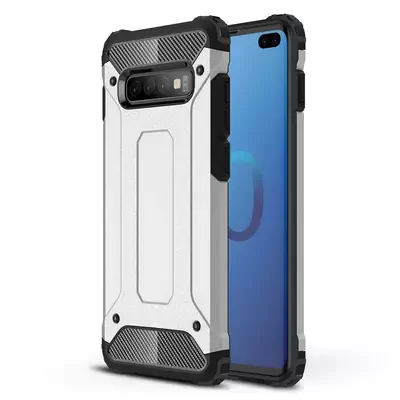 Microsonic Samsung Galaxy S10 Plus Kılıf Rugged Armor Gümüş