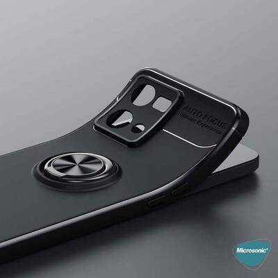 Microsonic Oppo Reno 7 4G Kılıf Kickstand Ring Holder Siyah