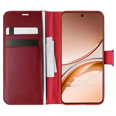 Microsonic Vivo V50 Lite 4G Kılıf Delux Leather Wallet Kırmızı