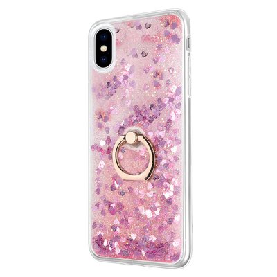 Microsonic Apple iPhone X Kılıf Glitter Liquid Holder Pembe