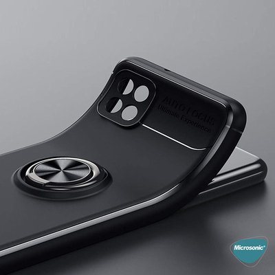 Microsonic Oppo A15s Kılıf Kickstand Ring Holder Lacivert