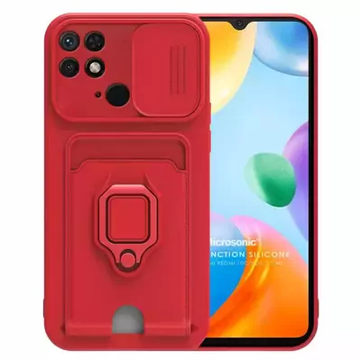 Microsonic Xiaomi Redmi 10C Kılıf Multifunction Silicone Kırmızı