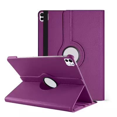 Microsonic Apple iPad Pro 13 2024 Kılıf (A2925-A2926) 360 Rotating Stand Deri Mor