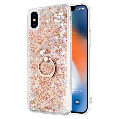 Microsonic Apple iPhone X Kılıf Glitter Liquid Holder Gold