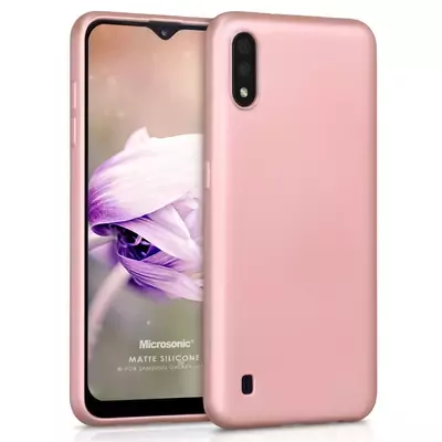 Microsonic Matte Silicone Samsung Galaxy A01 Kılıf Rose Gold