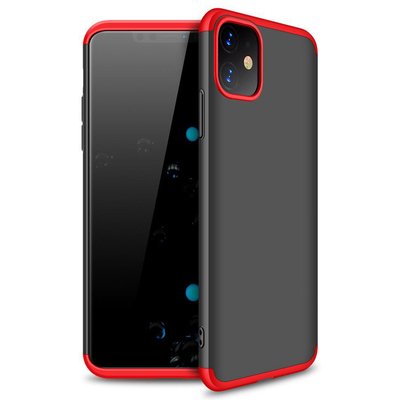 Microsonic Apple iPhone 11 Kılıf Double Dip 360 Protective AYS Siyah - Kırmızı