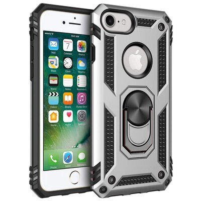 Microsonic Apple iPhone 7 Kılıf Military Ring Holder Gümüş