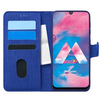 Microsonic Samsung Galaxy M30 Kılıf Fabric Book Wallet Lacivert