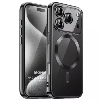 Microsonic Apple iPhone 17 Pro Kılıf MagSafe Luxury Electroplate Siyah