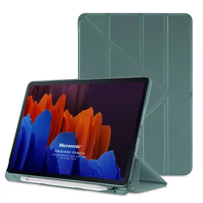Microsonic Samsung Galaxy Tab S10 FE Plus Kılıf Origami Pencil Koyu Yeşil