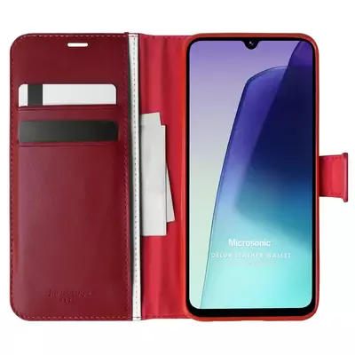 Microsonic Xiaomi Redmi 14C Kılıf Delux Leather Wallet Kırmızı
