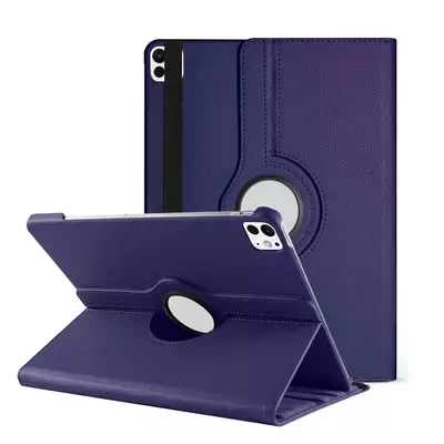 Microsonic Apple iPad Pro 13 2024 Kılıf (A2925-A2926) 360 Rotating Stand Deri Lacivert