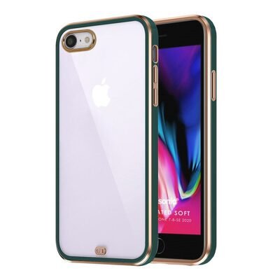 Microsonic Apple iPhone SE 2020 Kılıf Laser Plated Soft Koyu Yeşil