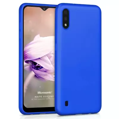 Microsonic Matte Silicone Samsung Galaxy A01 Kılıf Mavi