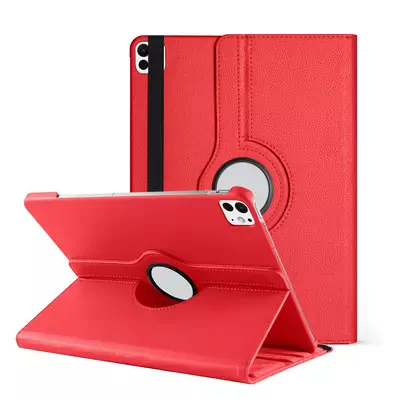 Microsonic Apple iPad Pro 13 2024 Kılıf (A2925-A2926) 360 Rotating Stand Deri Kırmızı