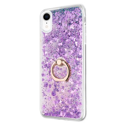 Microsonic Apple iPhone XR Kılıf Glitter Liquid Holder Mor