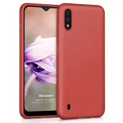 Microsonic Matte Silicone Samsung Galaxy A01 Kılıf Kırmızı