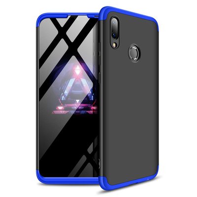 Microsonic Huawei Y7 2019 Kılıf Double Dip 360 Protective AYS Siyah Mavi