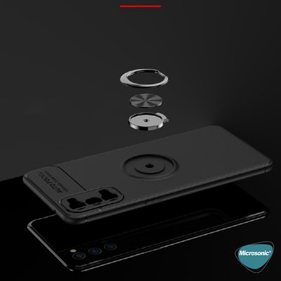 Microsonic Oppo Reno 5 5G Kılıf Kickstand Ring Holder Siyah