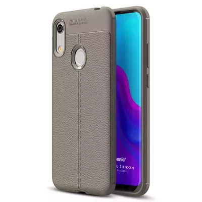 Microsonic Huawei Y6s 2019 Kılıf Deri Dokulu Silikon Gri