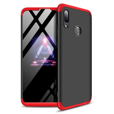 Microsonic Huawei Y7 2019 Kılıf Double Dip 360 Protective AYS Siyah Kırmızı