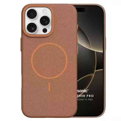 Microsonic Apple iPhone 16 Pro Kılıf MagLeather Pro Kahverengi