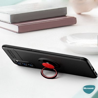 Microsonic Oppo Reno 5 5G Kılıf Kickstand Ring Holder Kırmızı