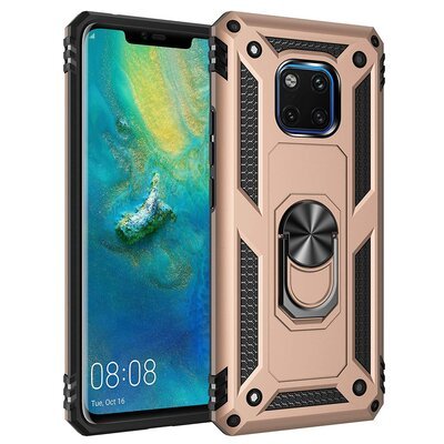 Microsonic Huawei Mate 20 Pro Kılıf Military Ring Holder Gold