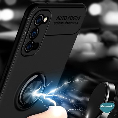 Microsonic Oppo Reno 5 Pro 5G Kılıf Kickstand Ring Holder Siyah