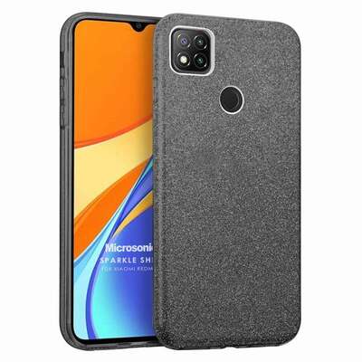 Microsonic Xiaomi Redmi 9C Kılıf Sparkle Shiny Siyah