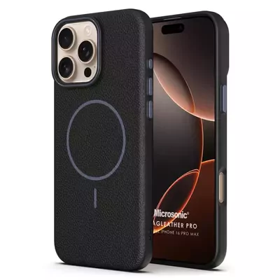 Microsonic Apple iPhone 16 Pro Max Kılıf MagLeather Pro Siyah