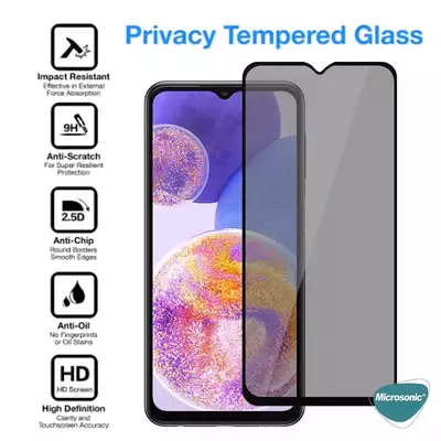 Microsonic Samsung Galaxy A23 Invisible Privacy Kavisli Ekran Koruyucu Siyah