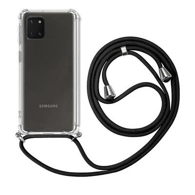 Microsonic Samsung Galaxy A81 Kılıf Neck Lanyard Siyah