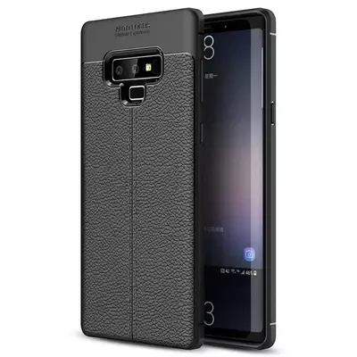 Microsonic Samsung Galaxy Note 9 Kılıf Deri Dokulu Silikon Siyah