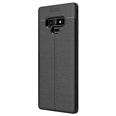 Microsonic Samsung Galaxy Note 9 Kılıf Deri Dokulu Silikon Siyah