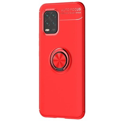 Microsonic Xiaomi Mi 10 Lite Zoom Kılıf Kickstand Ring Holder Kırmızı