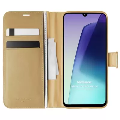 Microsonic Xiaomi Redmi 14C Kılıf Delux Leather Wallet Gold