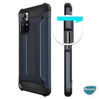 Microsonic Xiaomi Redmi Note 11T Kılıf Rugged Armor Gümüş