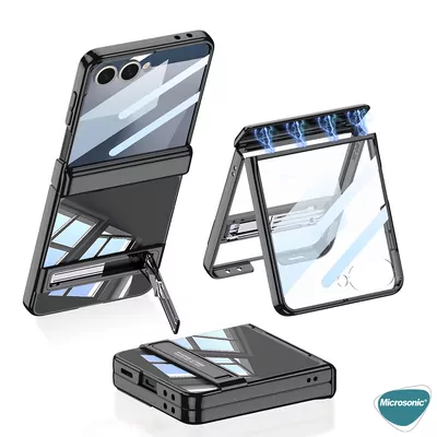 Microsonic Samsung Galaxy Z Flip 7 Kılıf Clarity Stand Siyah