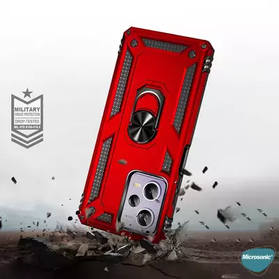 Microsonic Xiaomi Mi 13 Kılıf Military Ring Holder Gümüş