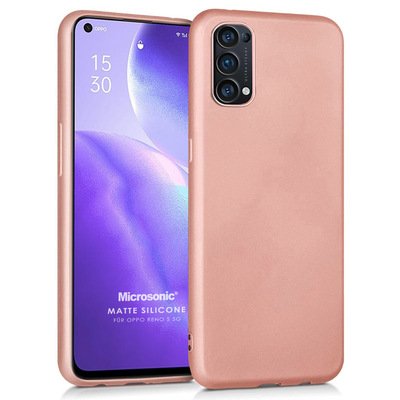 Microsonic Oppo Reno 5 5G Kılıf Matte Silicone Rose Gold