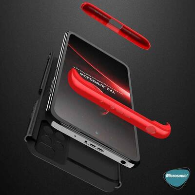 Microsonic Xiaomi Redmi 10 2022 Kılıf Double Dip 360 Protective AYS Siyah Kırmızı