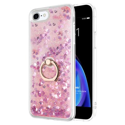 Microsonic Apple iPhone SE 2020 Kılıf Glitter Liquid Holder Pembe