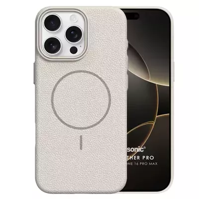 Microsonic Apple iPhone 16 Pro Max Kılıf MagLeather Pro Bej