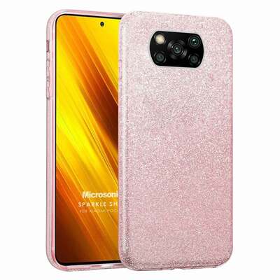 Microsonic Xiaomi Poco X3 NFC Kılıf Sparkle Shiny Rose Gold