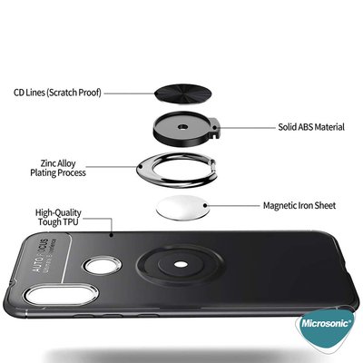 Microsonic Xiaomi Mi 8 SE Kılıf Kickstand Ring Holder Lacivert