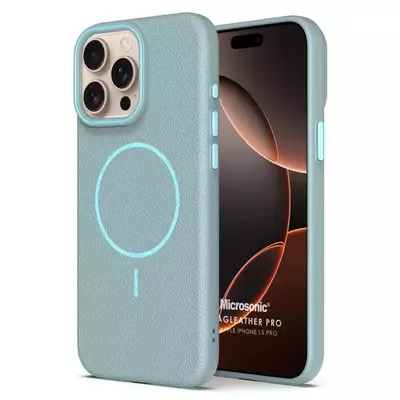 Microsonic Apple iPhone 15 Pro Kılıf MagLeather Pro Mavi