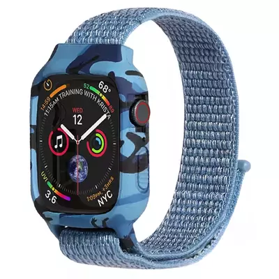 Microsonic Apple Watch Series 8 41mm Kordon Camouflage Armor Pro Mavi