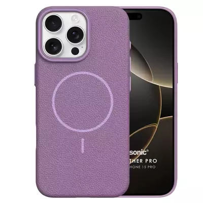 Microsonic Apple iPhone 15 Pro Kılıf MagLeather Pro Lila